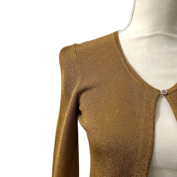 Ann Taylor Brown Mustard‎ Gold Jackie O Cardigan Sweaters XS - Picture 2 of 8